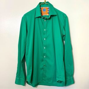 A Fish Named Fred Green Button Down Men Shirt Sz Large